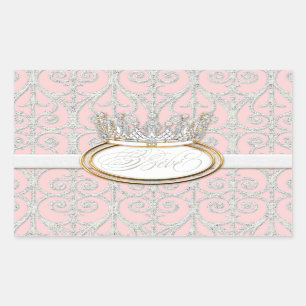 Rectangulaire Bébé Princess Crown, Sticker Baby shower fille