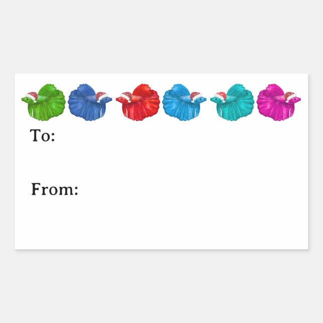 Rectangulaire Betta Fish Santas Sticker (Devant)