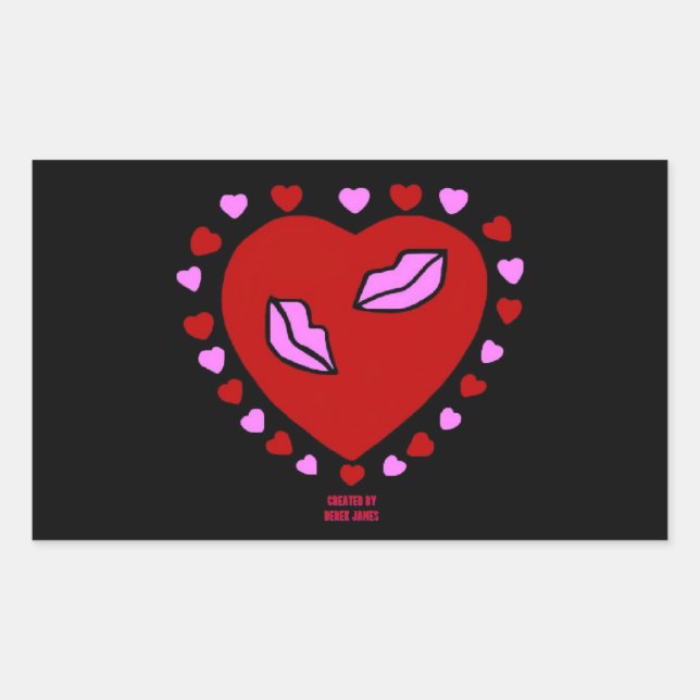 Rectangulaire Bisous Coeur Lovely Sticker Rectangle (Devant)