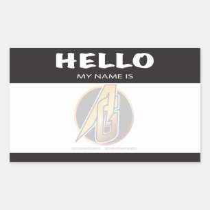 Rectangulaire Black Bonjour Mon Nom Est Sticker
