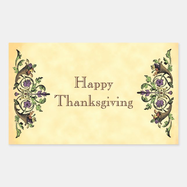 Rectangulaire Bon thanksgiving Antique Cornucopias Art Sticker (Devant)
