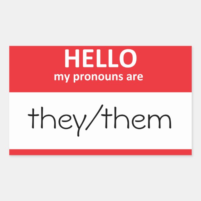 Rectangulaire BONJOUR mes pronoms sont ils/eux Sticker (Devant)