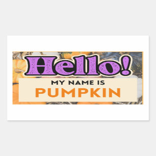 Rectangulaire Bonjour Mon nom est Sticker Automne Citrouille