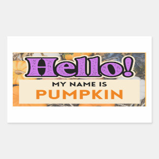 Rectangulaire Bonjour Mon nom est Sticker Automne Citrouille