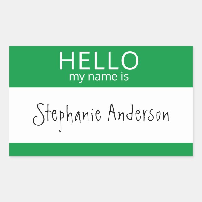 Rectangulaire BONJOUR Personnalisé Mon Nom Est Sticker Badge (Devant)