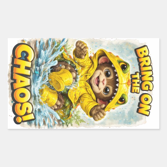 Rectangulaire Bring on the Chaos Sticker Cute Dino (Devant)