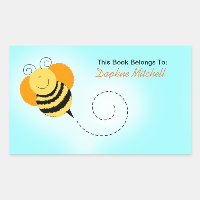 Rectangulaire Bumble Bee Hop Bee Custom Book Plate Sticker (Devant)