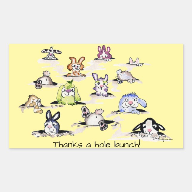 Rectangulaire Bunnies : Merci un Sticker Hole Bunch (Devant)