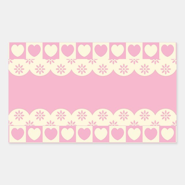 Rectangulaire Coeur rose À damiers Sticker Rectangle (Devant)