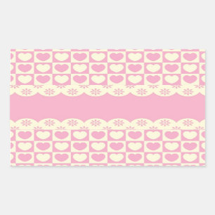 Rectangulaire Coeur rose À damiers Sticker Rectangle
