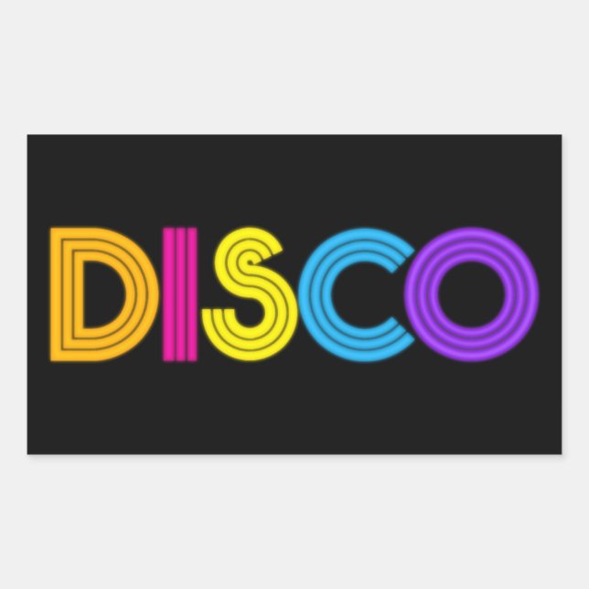 Rectangulaire Cool Disco musique mot art sticker (Devant)