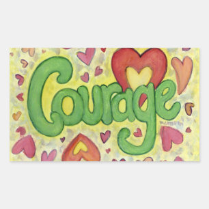 Rectangulaire Courage Coeur Mots Inspirationnels Sticker Étiquet