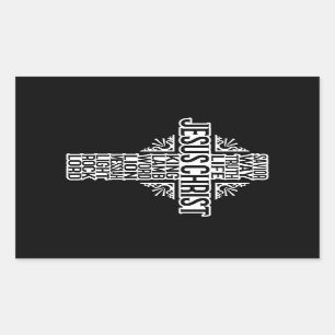 Rectangulaire CROIX DE JÉSUS - NOMS DU Sticker CHRIST