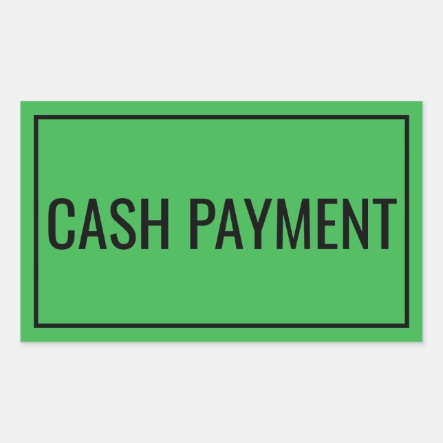 Rectangulaire Custom Cash Payment Text Sticker for Banking Use (Devant)