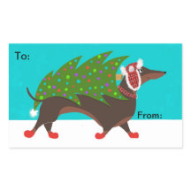 Dachshund avec Sticker cadeau Arbre de Noël