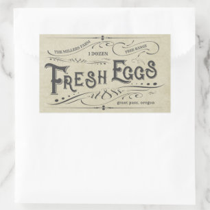 Rectangulaire Décor vintage sticker en carton d'oeufs frais