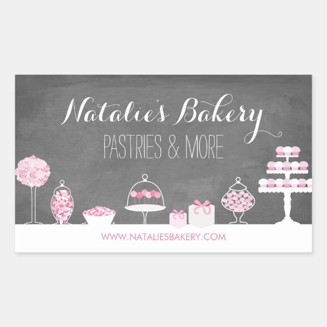 Rectangulaire Douceur Traitements Chalkboard Boulangerie Sticker (Devant)