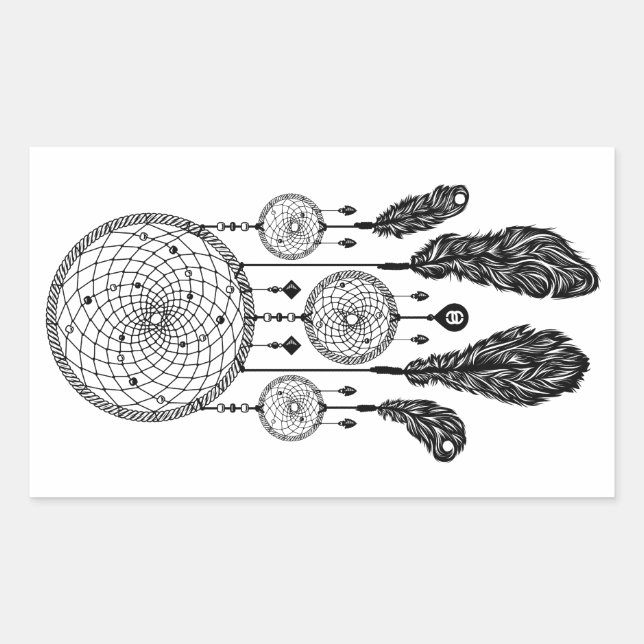 Rectangulaire Dreamcatcher - Sticker (Blanc) (Devant)