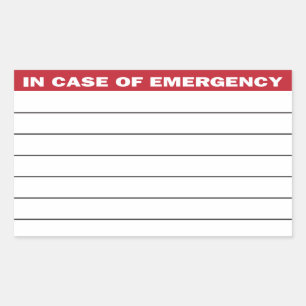 Rectangulaire En Coque d'urgence Sticker d'information