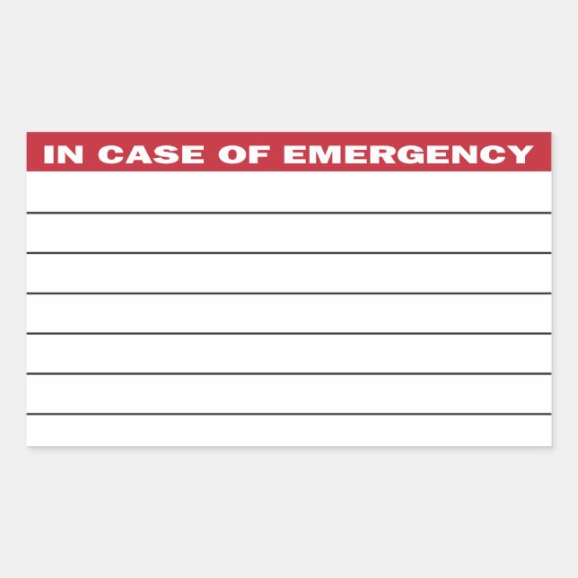 Rectangulaire En Coque d'urgence Sticker d'information (Devant)