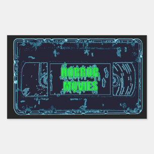 Rectangulaire Film d'horreur VHS-Blue/Green Sticker rectangulair