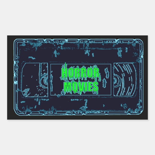 Rectangulaire Film d'horreur VHS-Blue/Green Sticker rectangulair (Devant)
