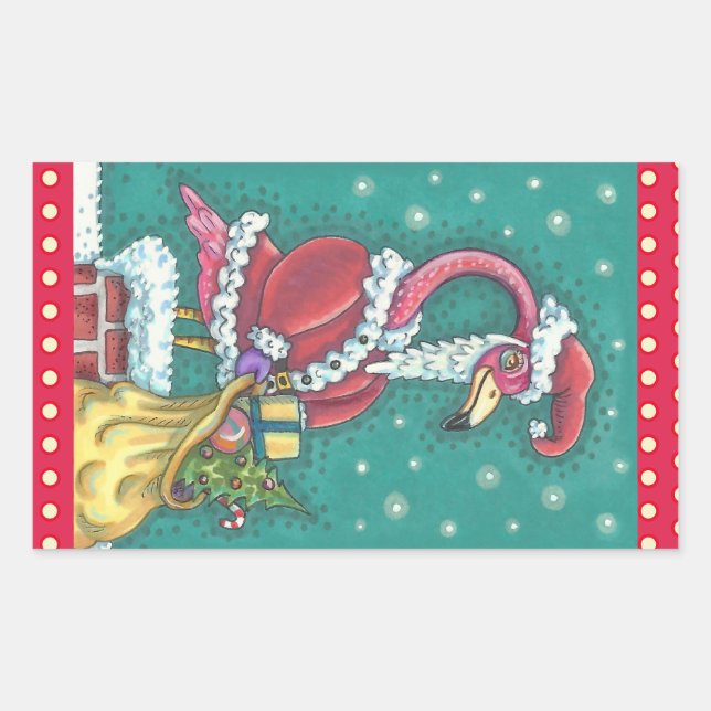 RECTANGULAIRE FLAMANT ROSE ROSE CHAUD SANTA CLAUS, STICKER DE NO (Devant)