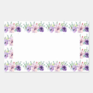 Rectangulaire Flores d'aquarelle violette et rose Sticker