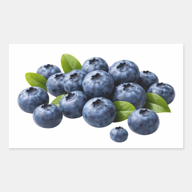 Rectangulaire Fresh Blueberries with Leaves Sticker (Devant)