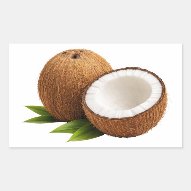 Rectangulaire Fresh Coconut With Half Cut Slice Sticker (Devant)