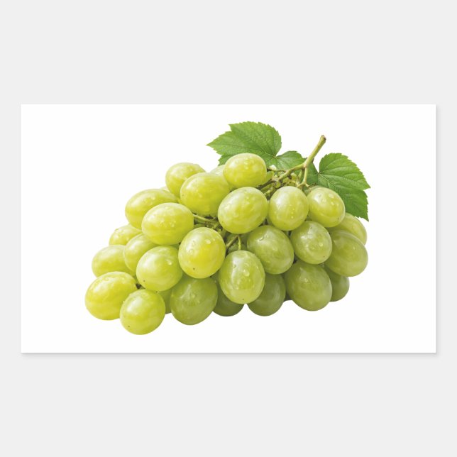 Rectangulaire Fresh Green Grapes with Leaves Sticker (Devant)