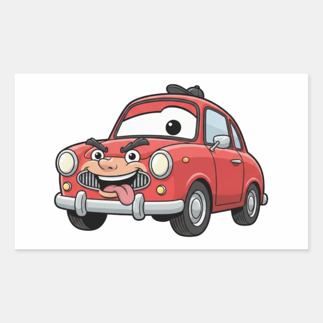 Rectangulaire Funny Cartoon Car Character Sticker (Devant)
