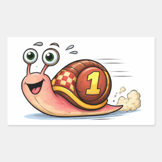 Rectangulaire Funny Racing Snail Cartoon Character Sticker