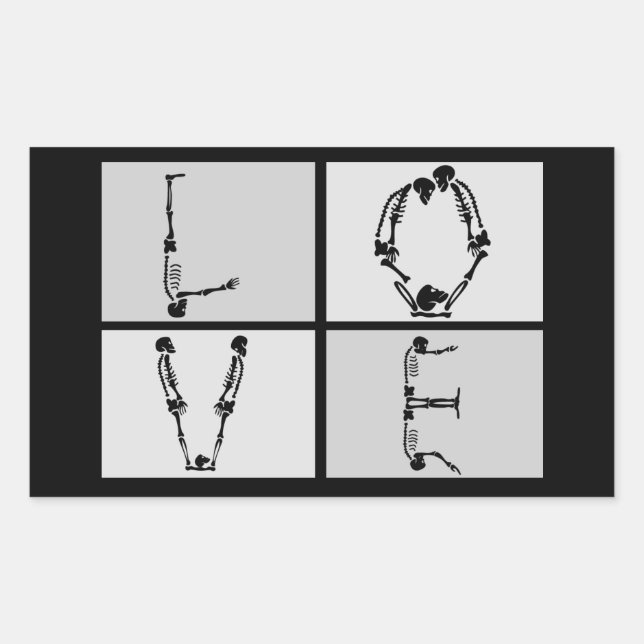 Rectangulaire Goth Skeleton Love Sticker (Devant)