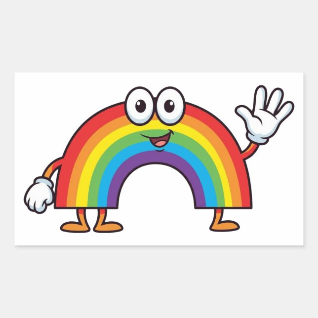 Rectangulaire Happy Cartoon Rainbow Character Sticker (Devant)