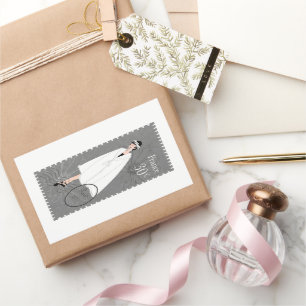 Rectangulaire Happy Girl France Timbre Art Sticker décoratif