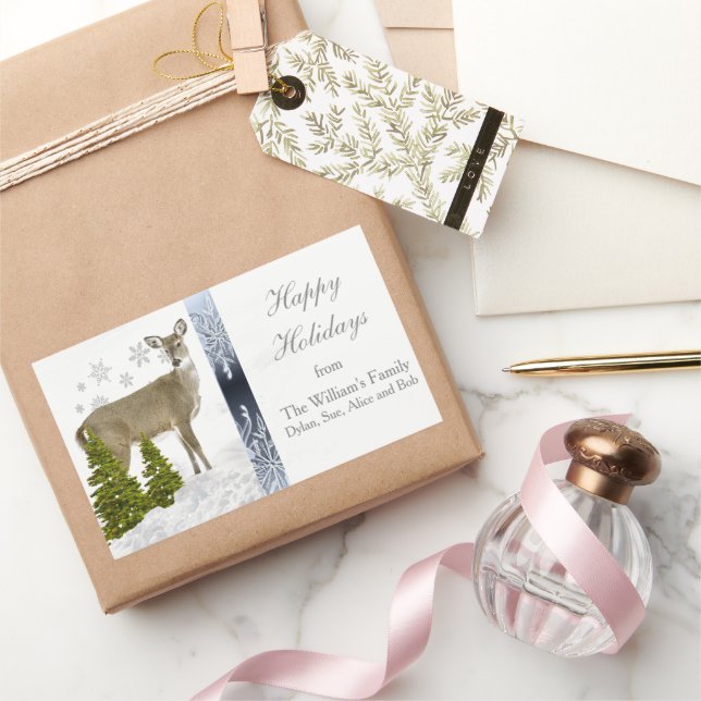 Rectangulaire Happy Holidays Sticker de salutation personnalisée (Cadeaux)