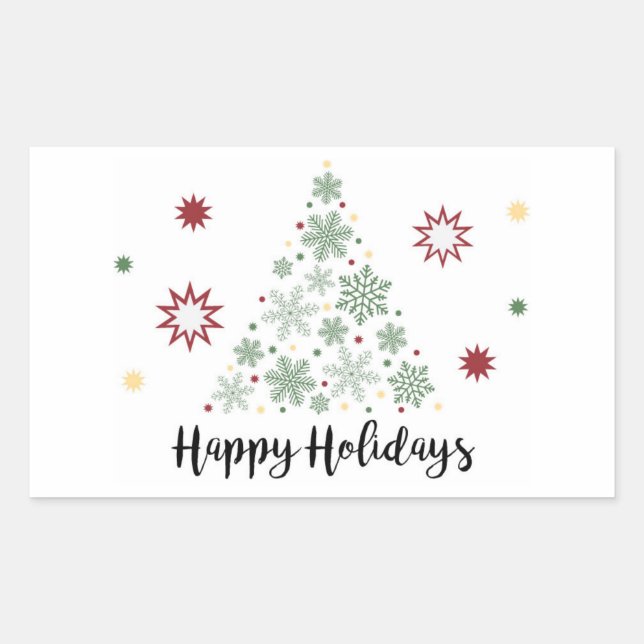 Rectangulaire Happy Holidays Sticker d'emballage cadeau (Devant)