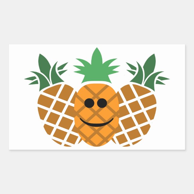 Rectangulaire Happy Pineapple Design - Sticker Rond Classique, G (Devant)