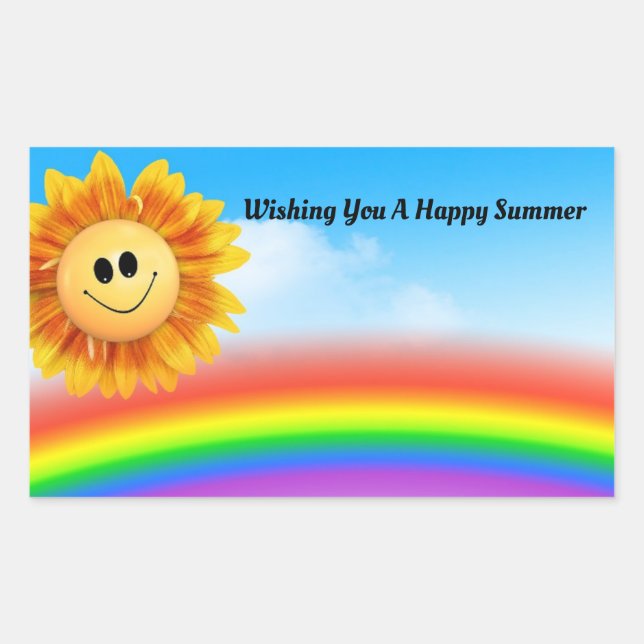Rectangulaire Happy Summer Sun Sticker (Devant)