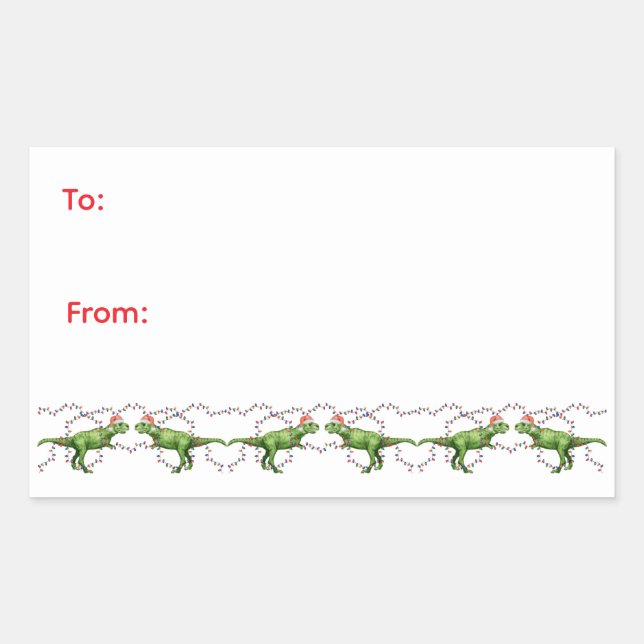 Rectangulaire Holiday Dinosaurs Holiday Sticker (Devant)