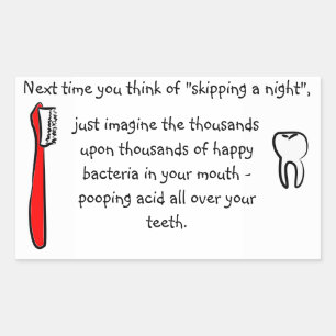 Rectangulaire Hygiène dentaire - Sticker de rappel de nuit