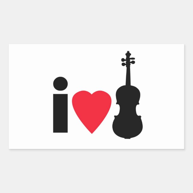 Rectangulaire I Love Violin Sticker (Devant)