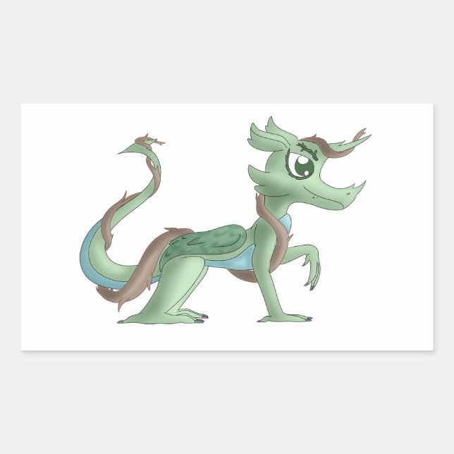 Rectangulaire Jade, le Sticker du Dragon (Devant)