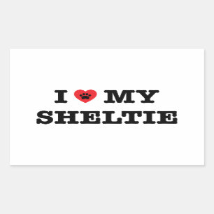 Rectangulaire Je Coeur Mon Sticker Sheltie
