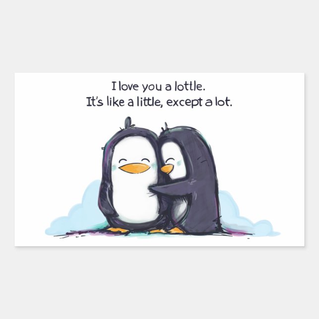 Rectangulaire Je T'AIME Un Petit Pingouins - Sticker (Devant)