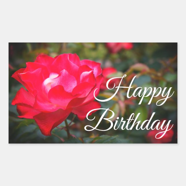 Rectangulaire Joyeux Anniversaire Cherry Parfait Rose #2 Sticker (Devant)