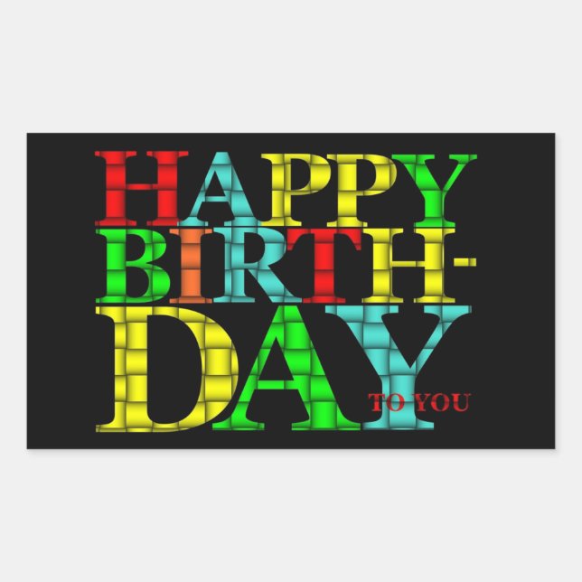 Rectangulaire Joyeux Sticker d'anniversaire (Devant)