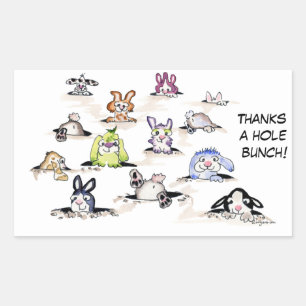 Rectangulaire Lapins : Merci un Sticker Hole Bunch