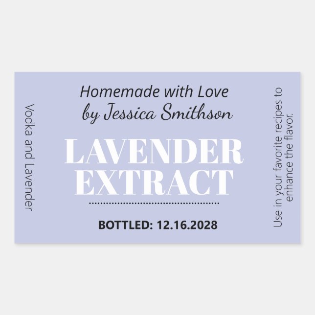 Rectangulaire Lavender Extract Modern Label Sticker ZEX_001d (Devant)